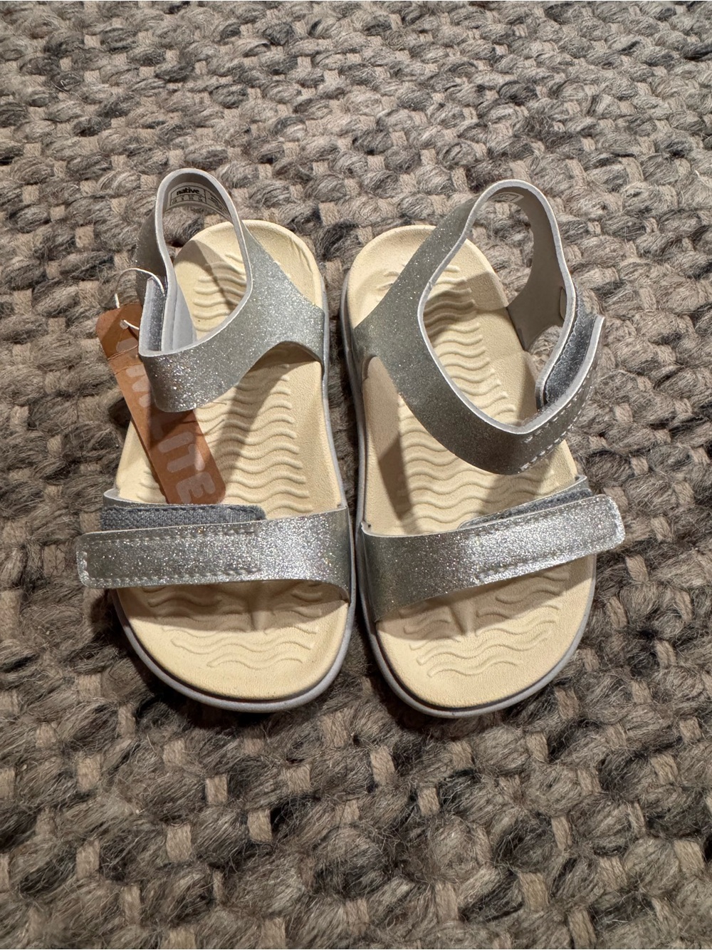 Native Kids Silver Glitter Strap Sandals